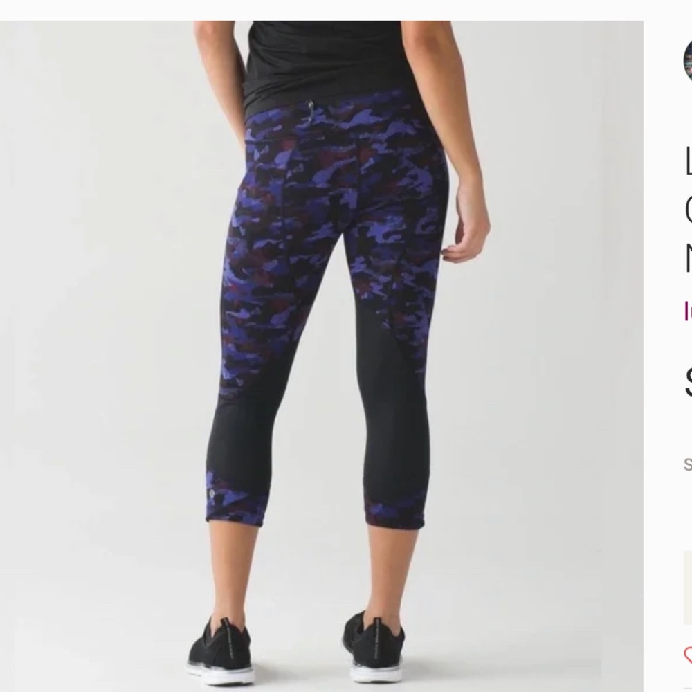 Lululemon Pace Rival Crop Leggings - Hounds Camo Emperor Blue Black Vintage - 4